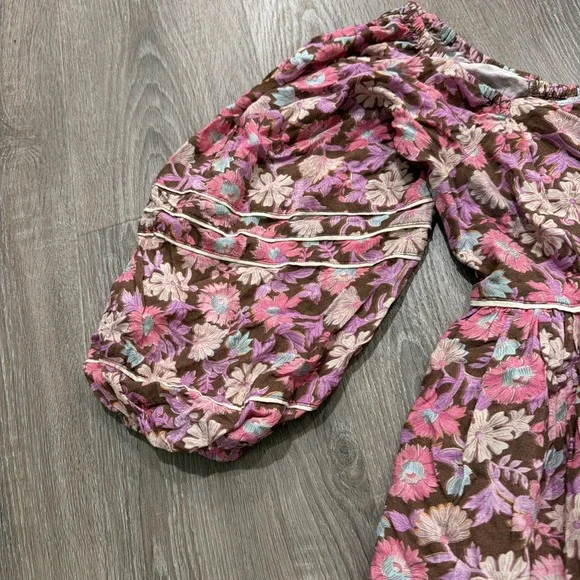 Saltwater Luxe Layla Floral Puff Sleeve Smocked Peasant Mini Dress sz XS Pink - Picture 4 of 11